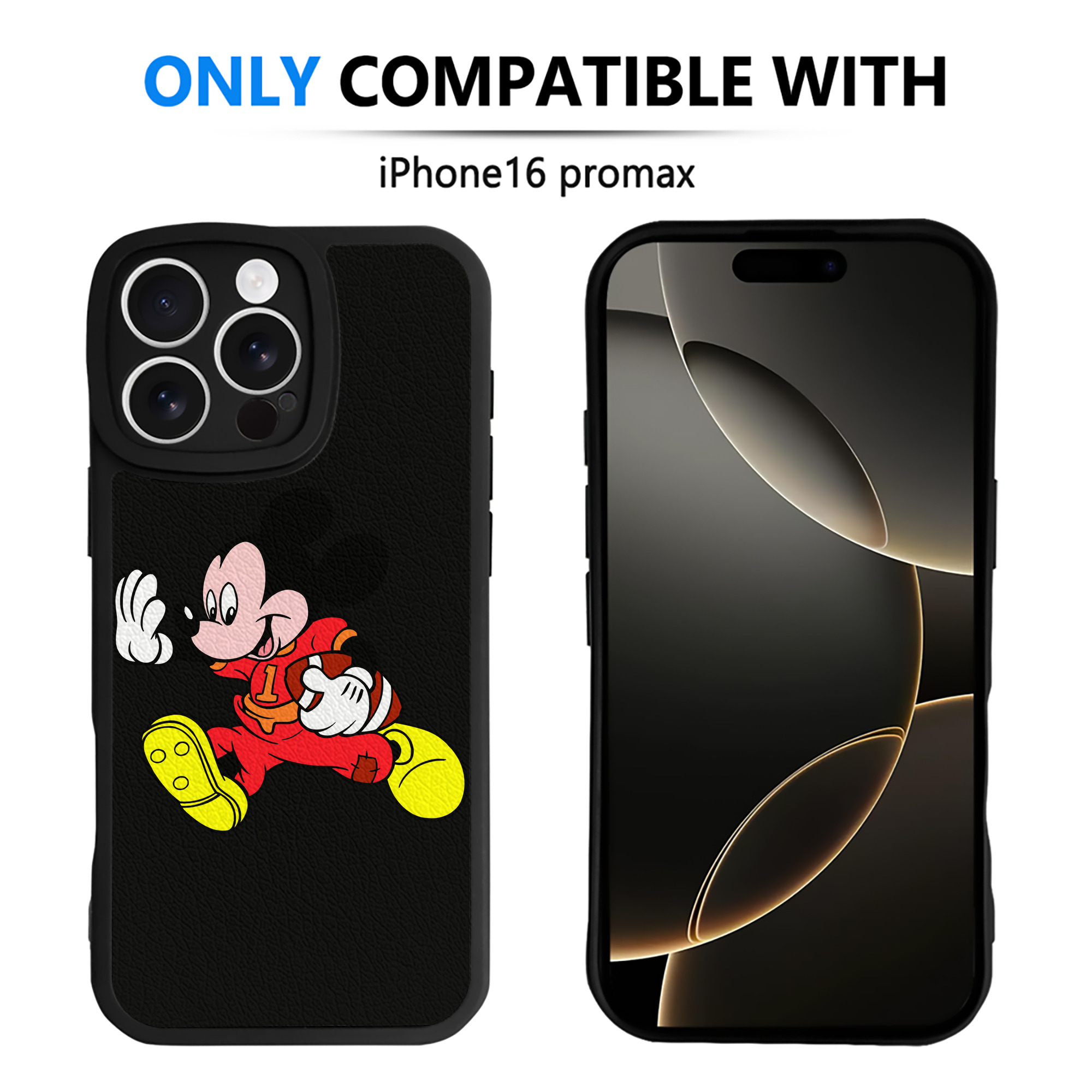 （画像用） ミッキーマウス Mickey Mouse 【iPhone 16シリーズ対応】シリコンスマホケース（レザー調） 材質：シリコン